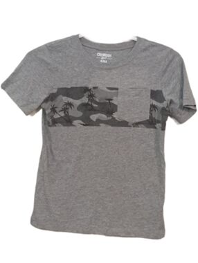 OshKosh B'gosh Heather Gray Short Sleeve Tee with Dark Gray Camouflage Chest
